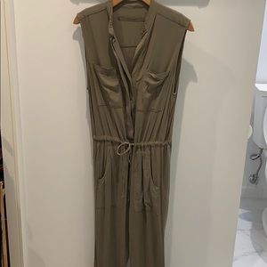 Enza Costa Sleeveless Twill Jumpsuit in Military